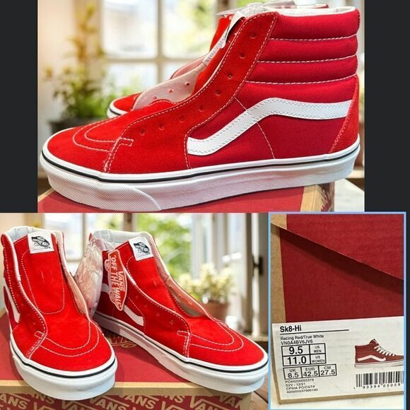 NIB VANS Sk8-Hi Racing Red/True White VN0A4BV6JV6 Unisex Men's 9.5 Womens 11 - Picture 1 of 10
